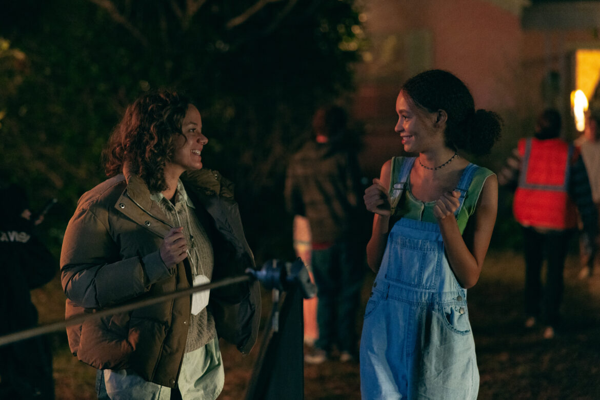 Director Laura Chinn and Nico Parker on the set of "Suncoast." Photo by Eric Zachanowich. Courtesy of Searchlight Pictures. © 2024 Searchlight Pictures All Rights Reserved.