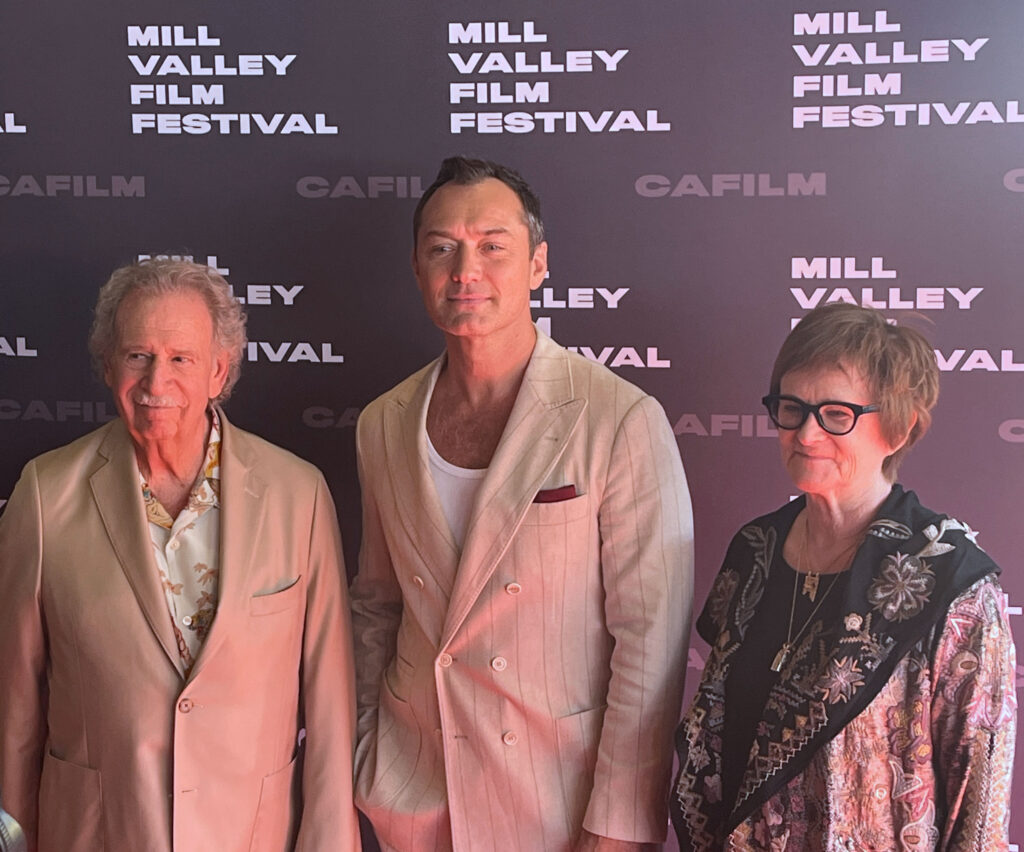 (L-R) MVFF Founder & Director Mark Fishkin, BAFTA-winning actor Jude Law, and Director of Programming Zoë Elton on the red carpet. Photo by Kirsten Coachman/Art U News.