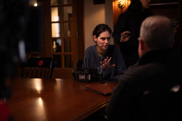 Eva Victor on the set of "Sorry, Baby." Photo courtesy of A24.